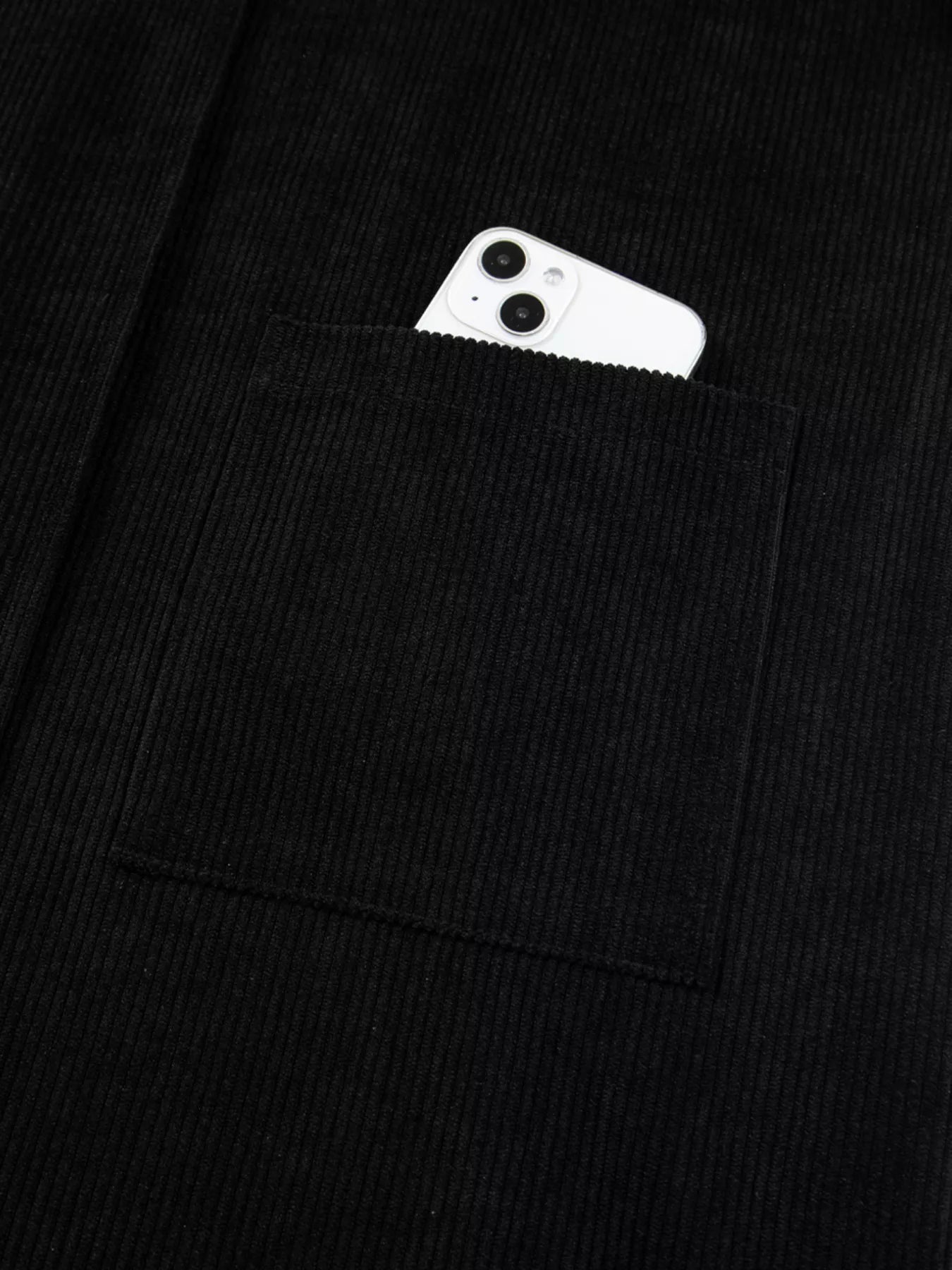 Corduroy Sleeveless Mini Dress with Patched Pockets 