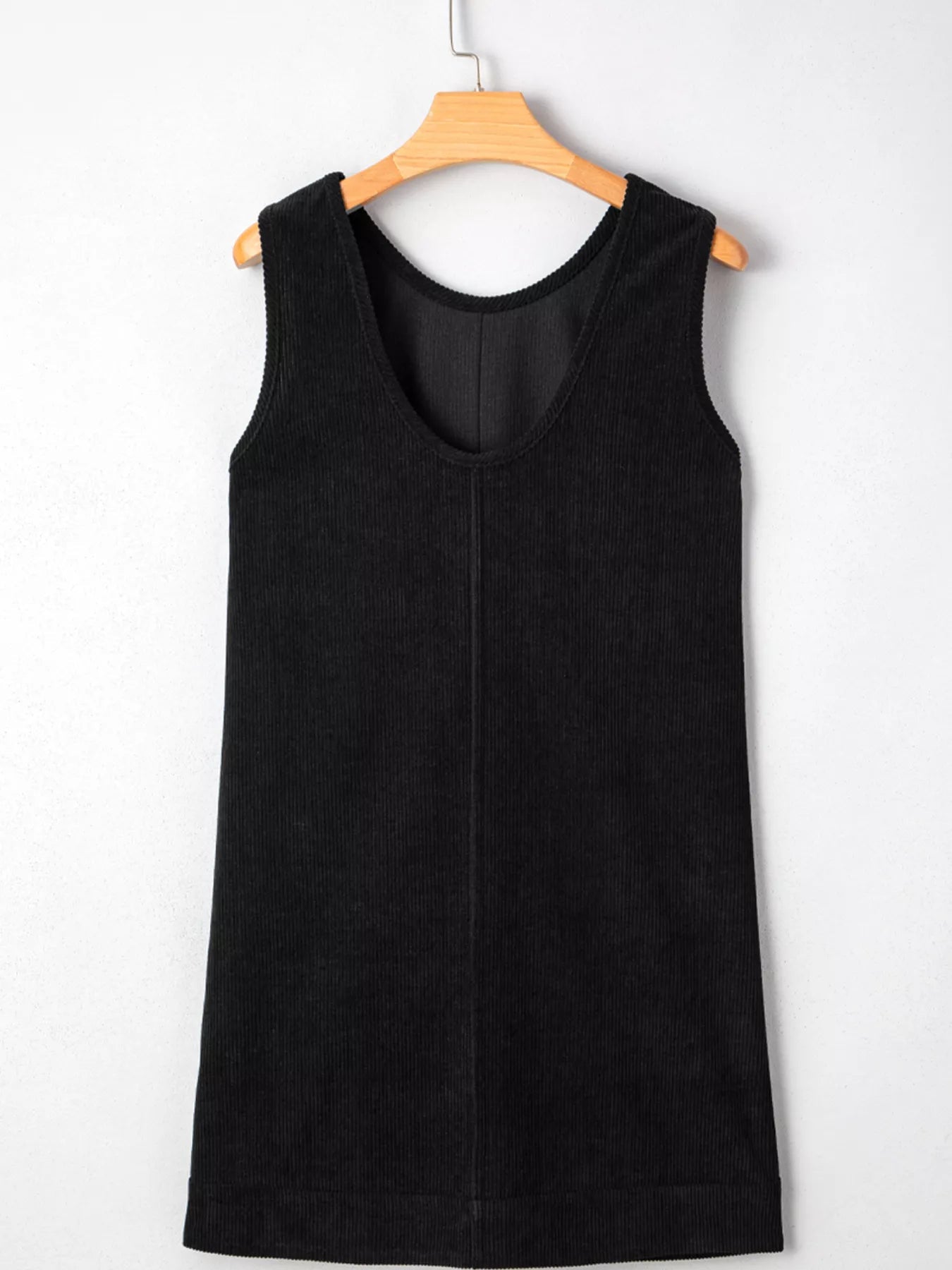 Corduroy Sleeveless Mini Dress with Patched Pockets 