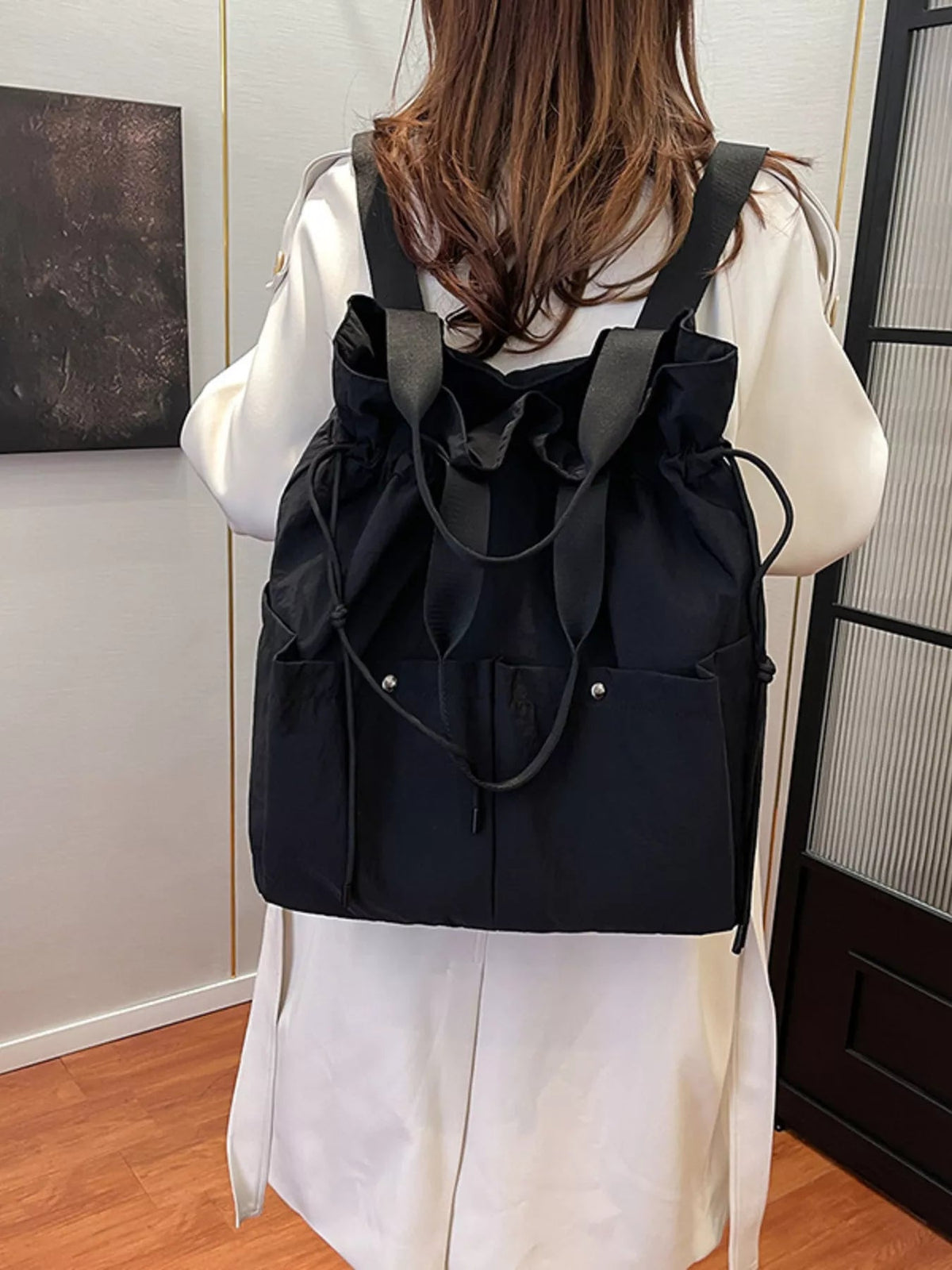 Drawstring Closure Lightweight Backpack Bag 