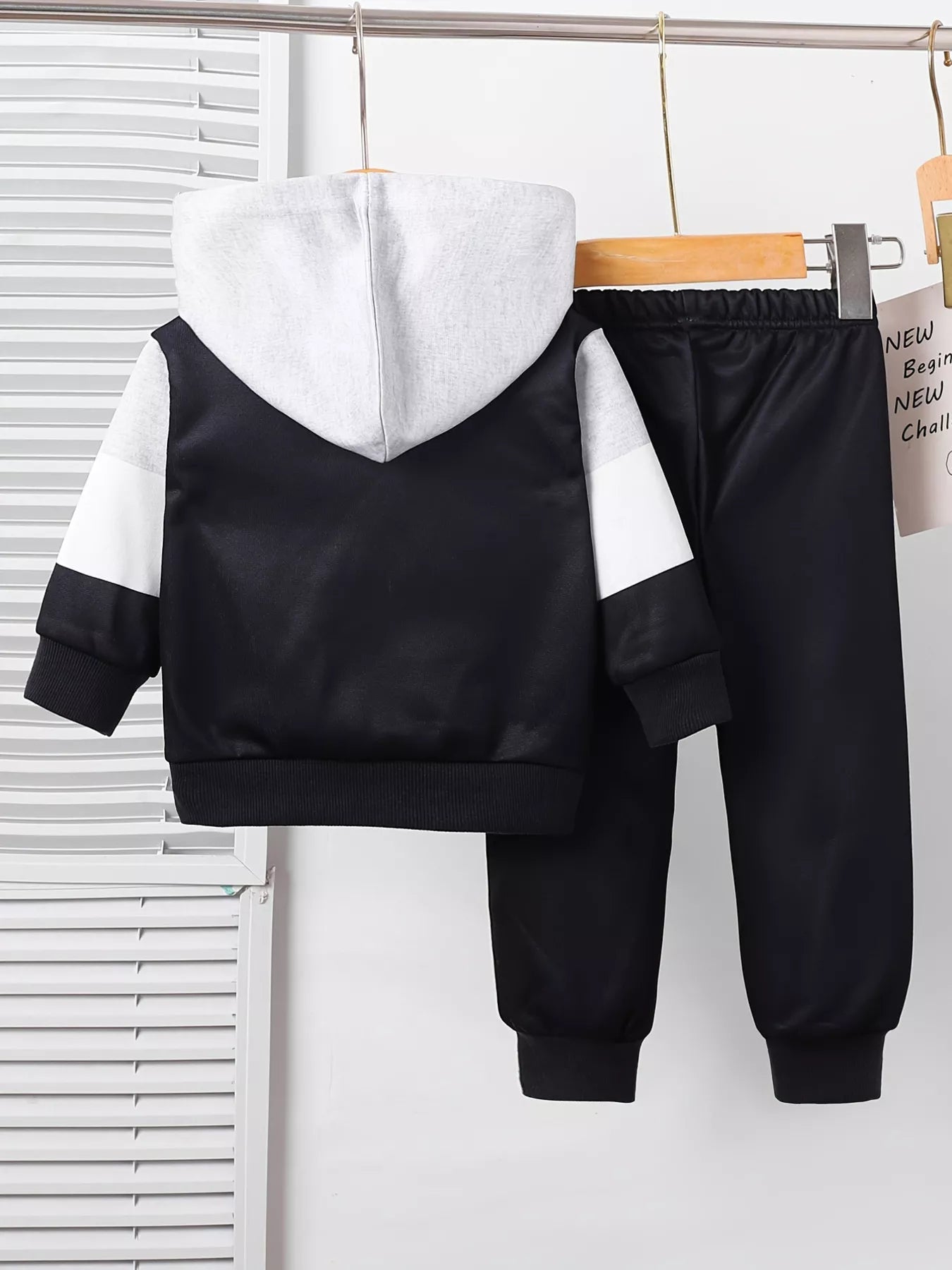 Children's Color Block Casual Hoodie & Pants Set 