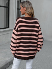 Striped Dropped Shoulder Sweater 