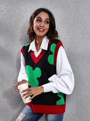 Four Leaf Clover V-Neck Sweater Vest 