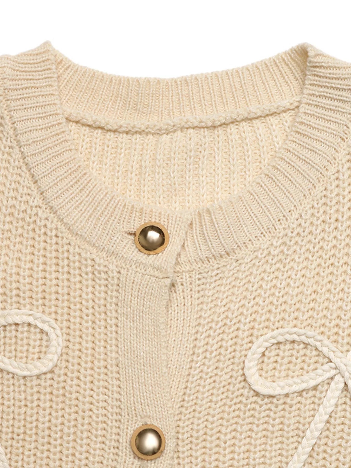 Bow Button Up Long Sleeve Cardigan 