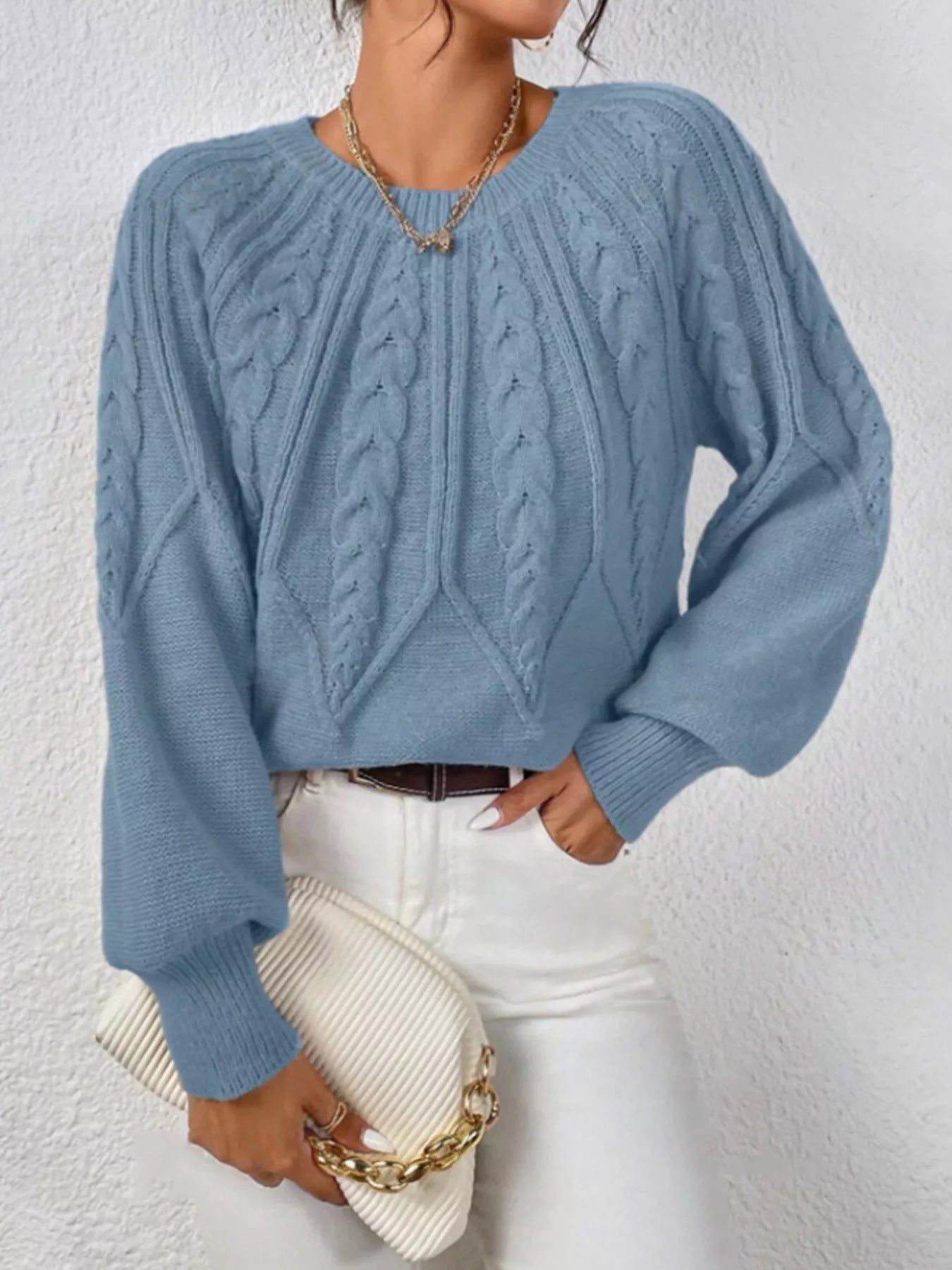 Cable Knit Long Sleeve Sweater 