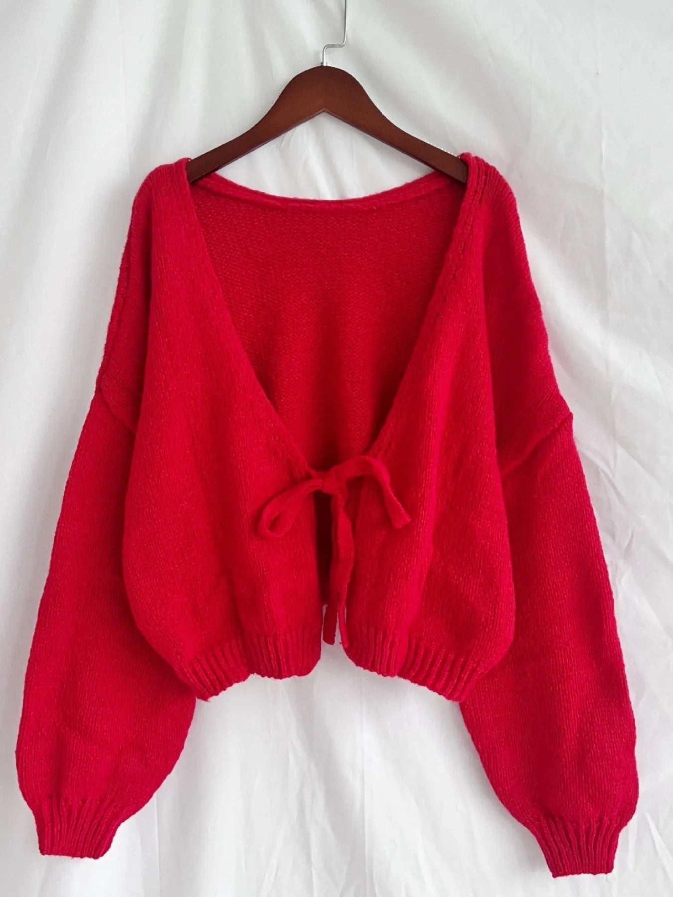 Tied Drop Shoulder Cardigan 