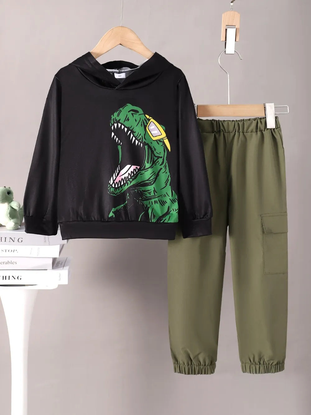 Children's Dinosaur Graphic Hoodie and Pants Set 