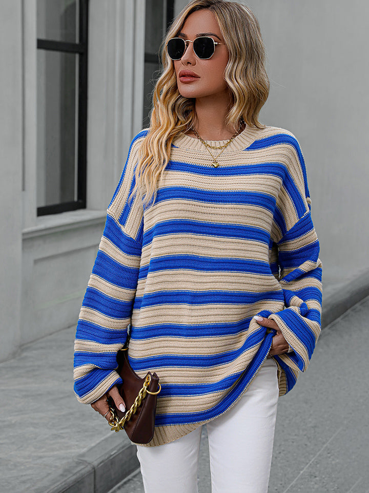 Striped Dropped Shoulder Sweater 