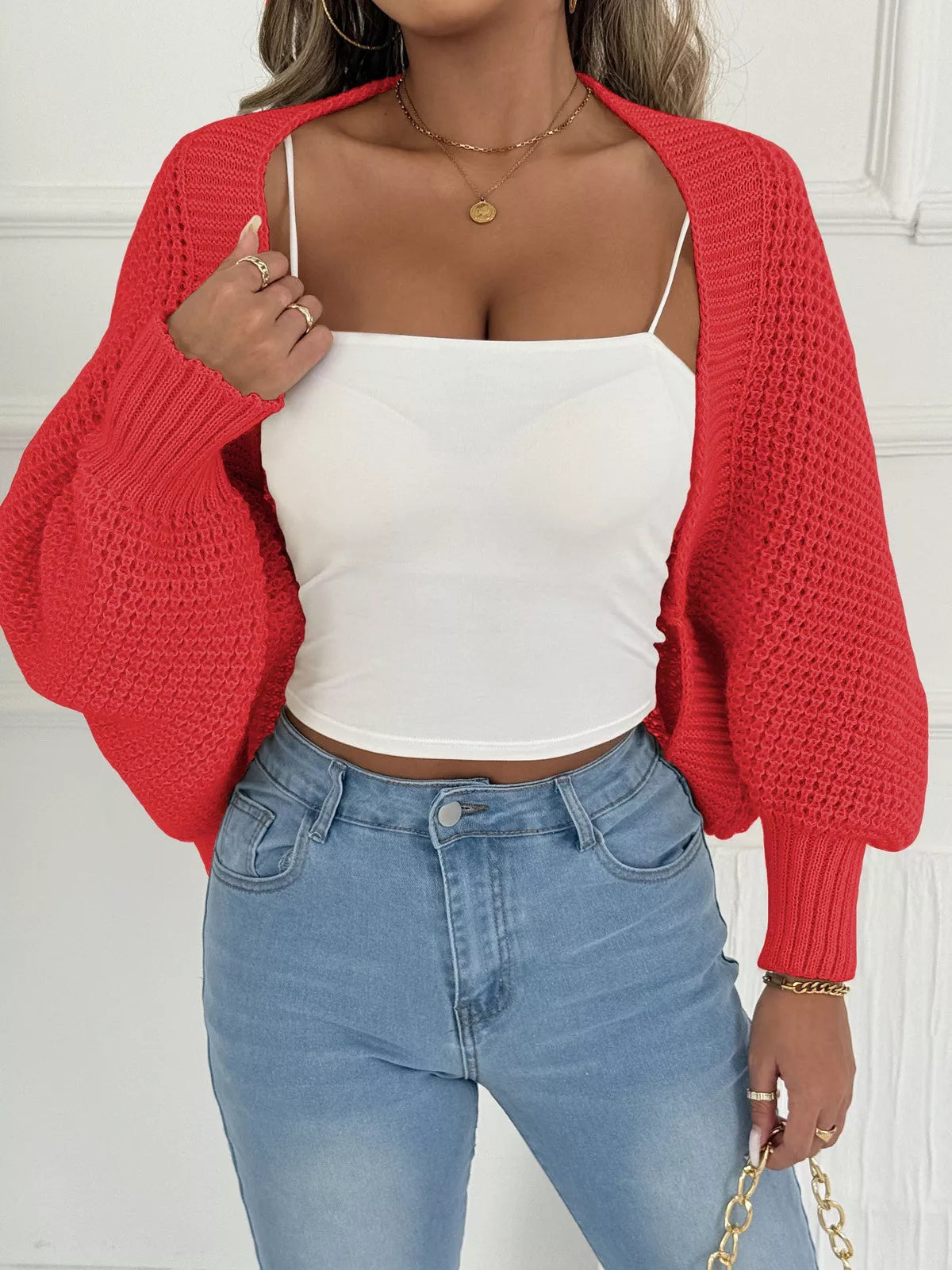 Open Front Batwing Sleeve Cardigan 