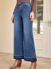 High Waist Wide Leg Washed Jeans 