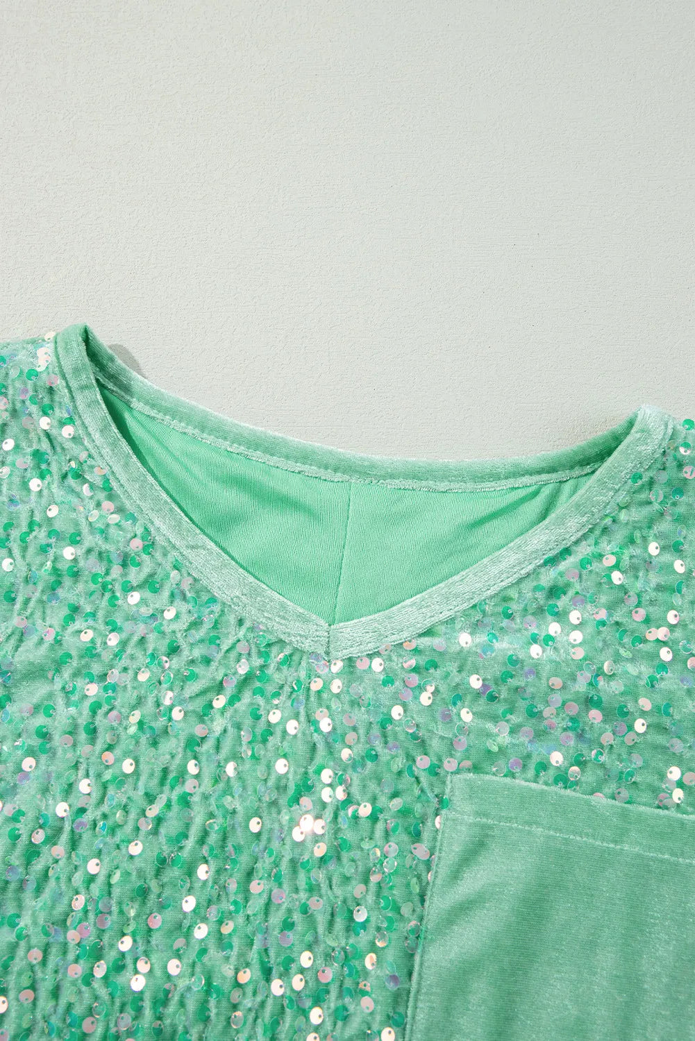 Layered Sequin V-Neck Half Sleeve Top 