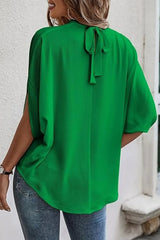 Tie Back Slit Half Sleeve Blouse 