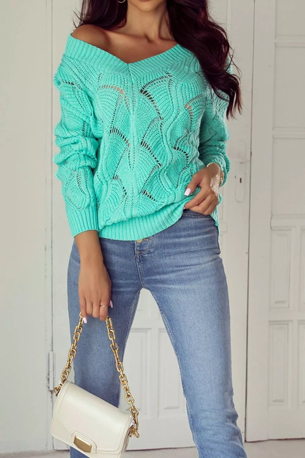 Elegant Texture V-Neck Knit Top 