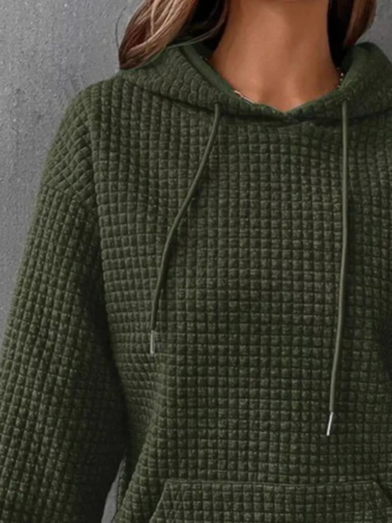 Full Size Textured Kangaroo Pocket Hoodie Plus Size 