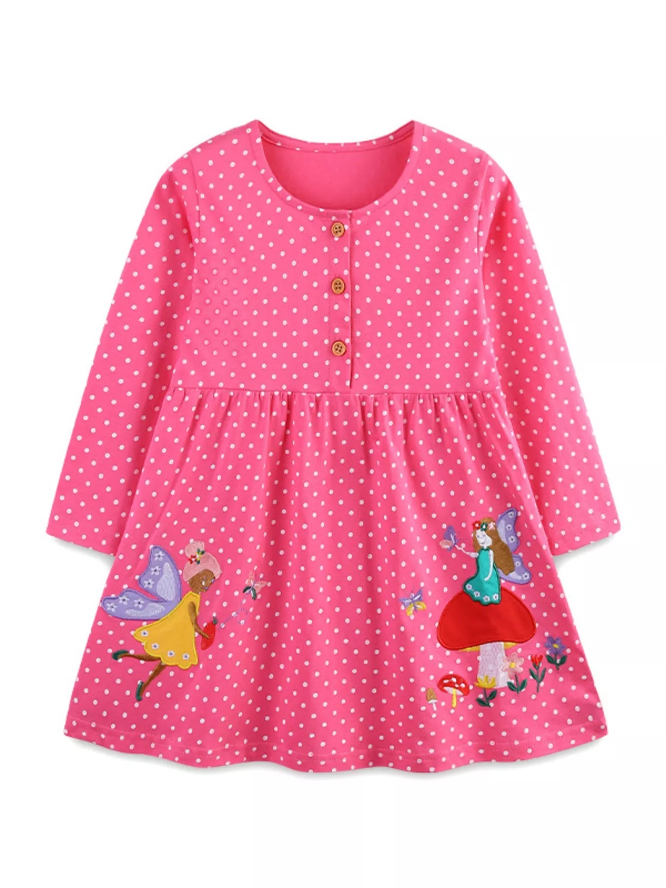 Children's Polka Dot Embroidered Long Sleeve Dress 