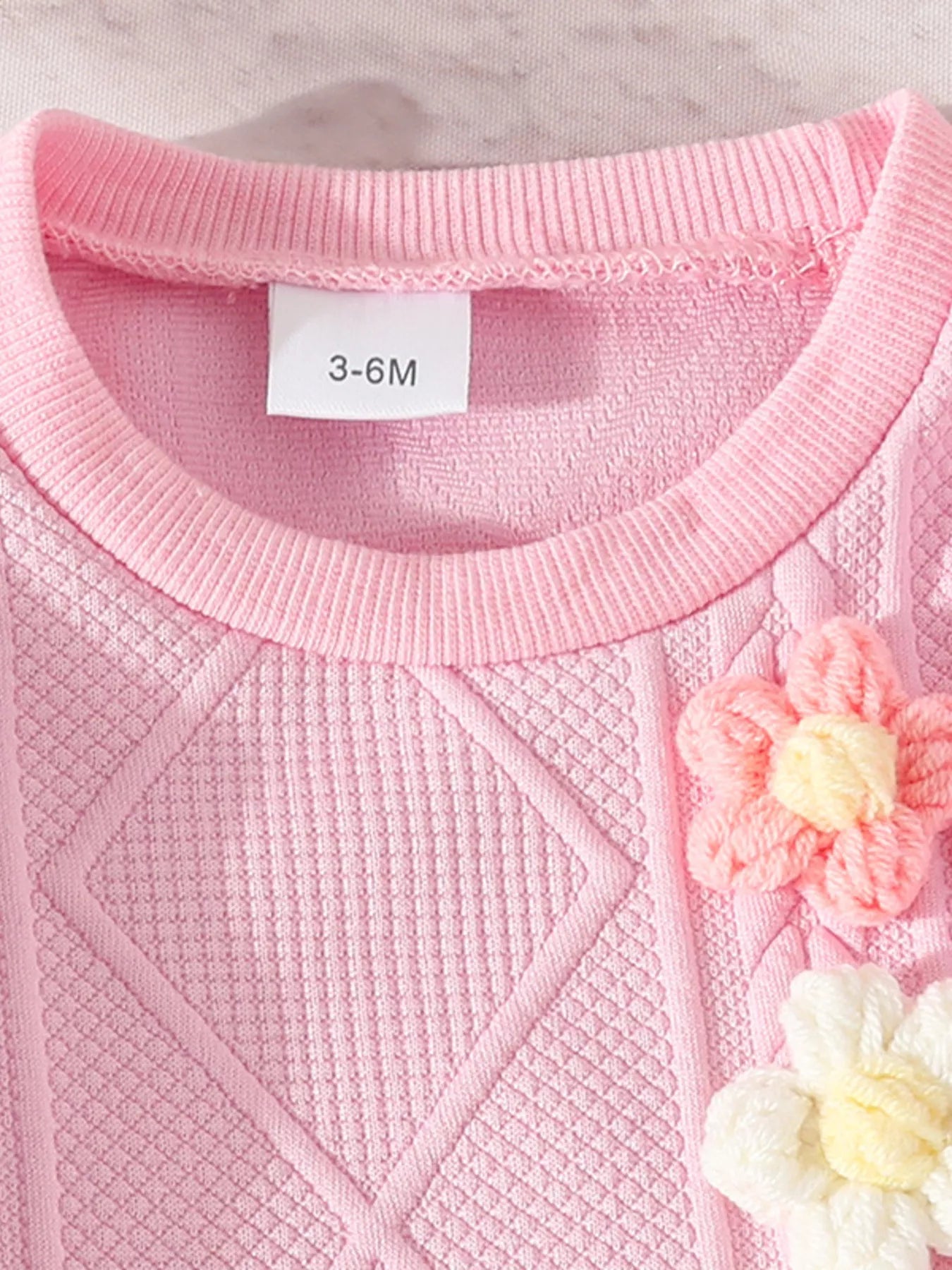 Children's Flower Textured Top and Pants Set 