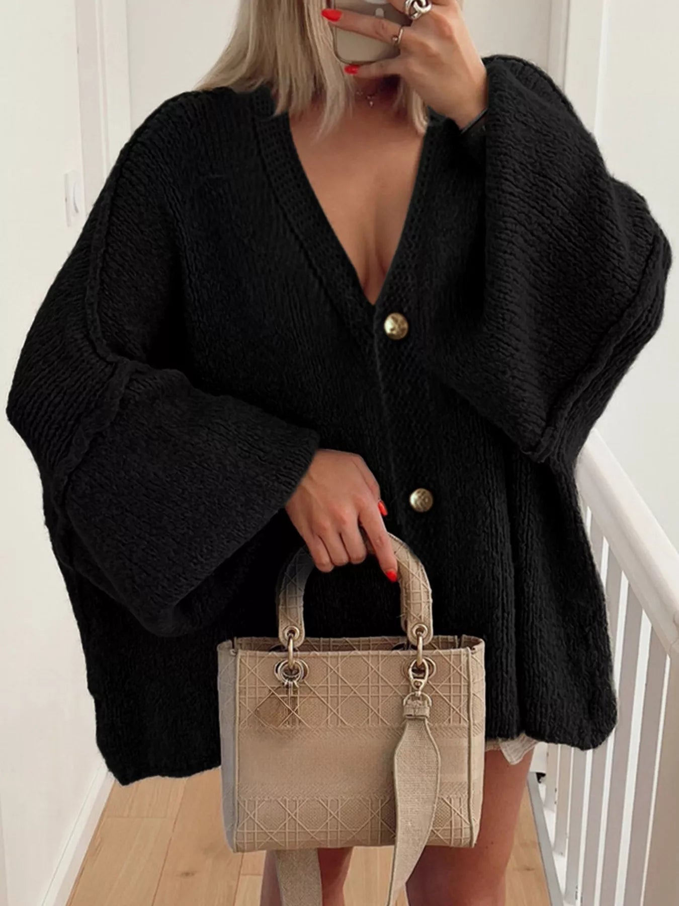 Oversized Knit Button Up Cardigan 