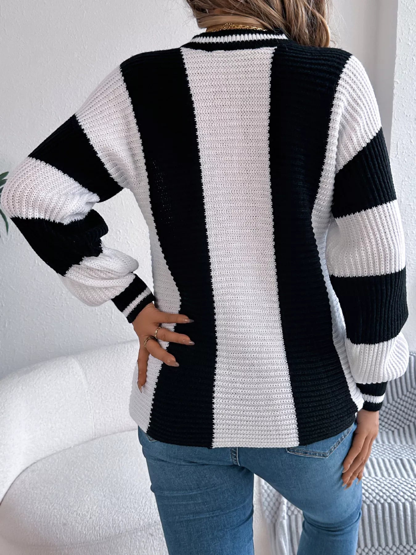 Color Block Round Neck Sweater 