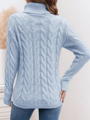 Cable Knit Turtleneck Long Sleeve Sweater 