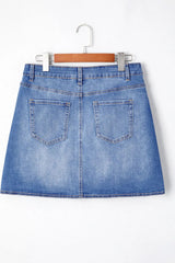 Wrapped Crossed Waist Denim Mini Skirt 