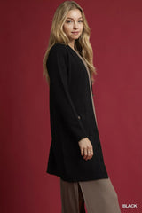 Umgee Button-Down Longline Sweater Cardigan with Front Pockets 
