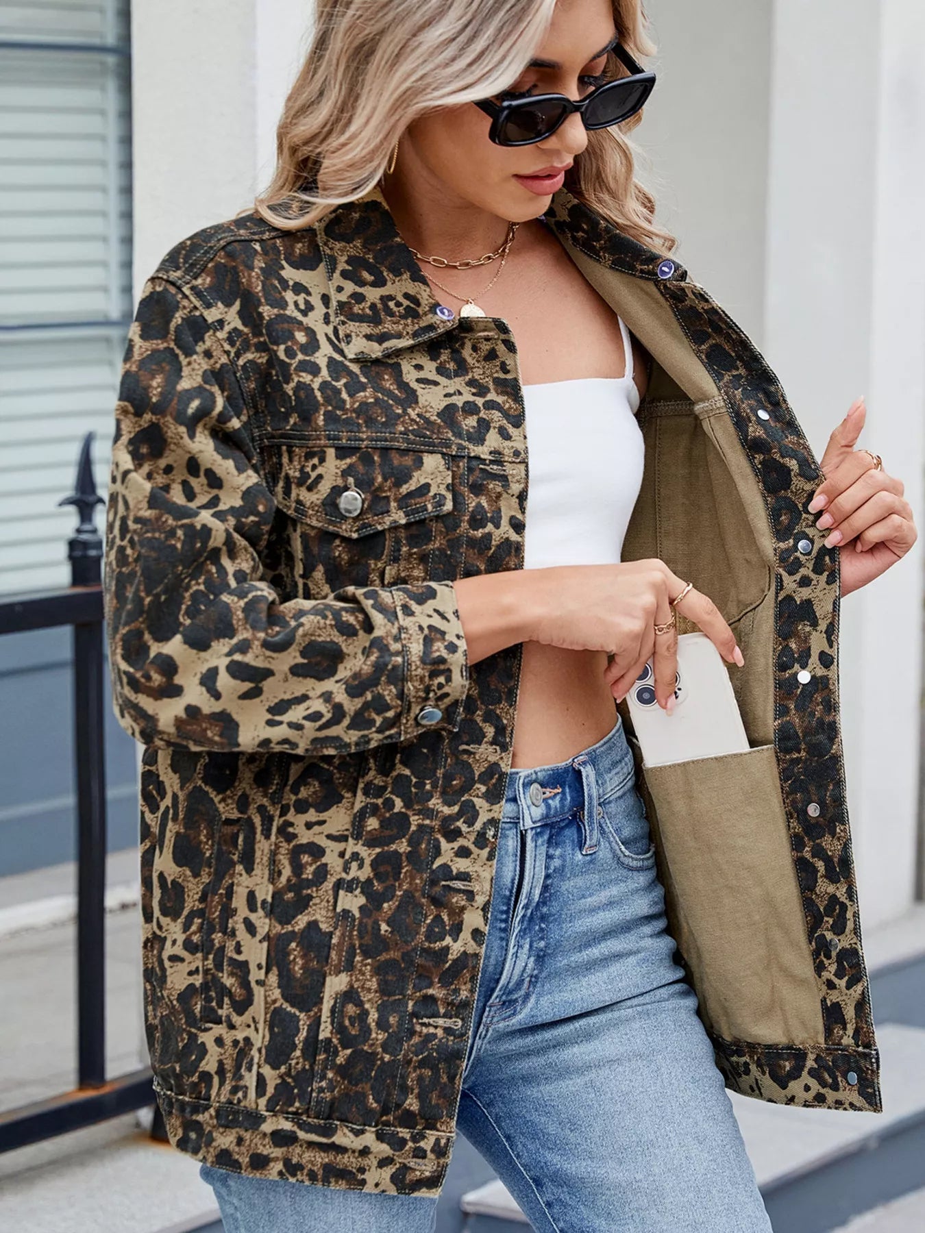 Button Up Long Sleeve Denim Jacket 