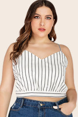 Plus Size Striped Tie-Back Cropped Cami 
