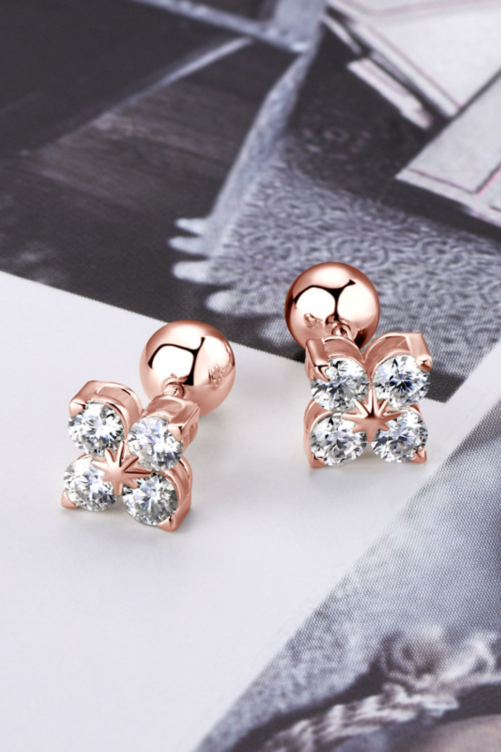 Moissanite 925 Sterling Silver Four-Leaf Clover Shape Earrings 