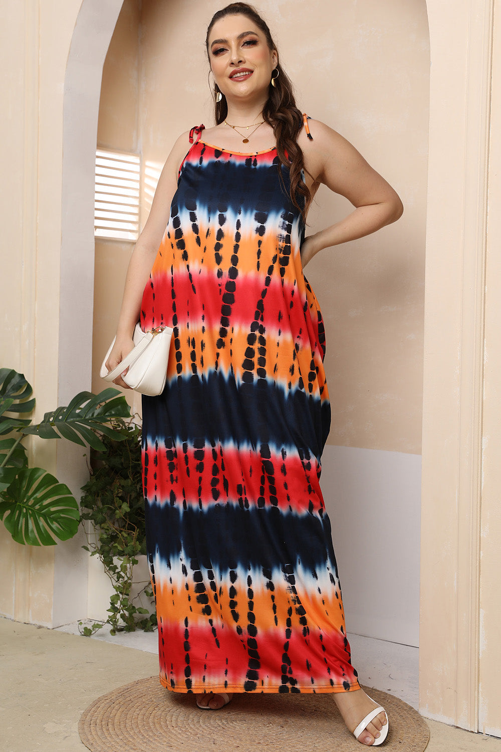Plus Size Tie-Shoulder Maxi Dress 