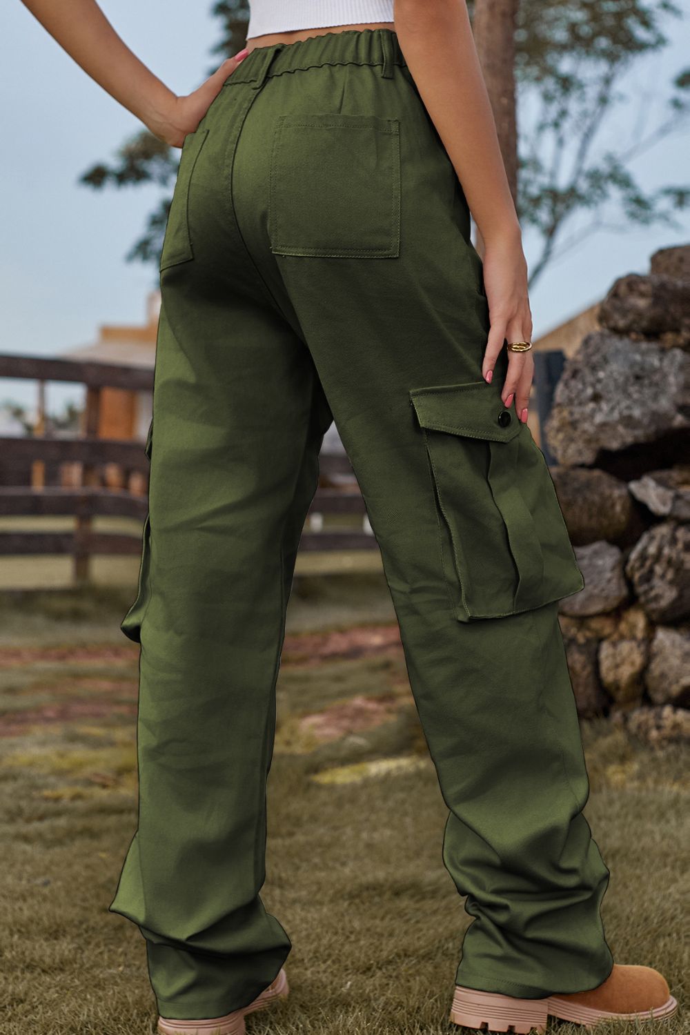 Loose Fit Long Jeans with Pockets 