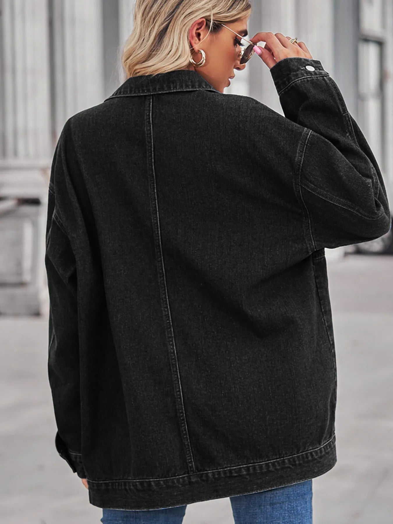 Button Up Long Sleeve Denim Jacket 