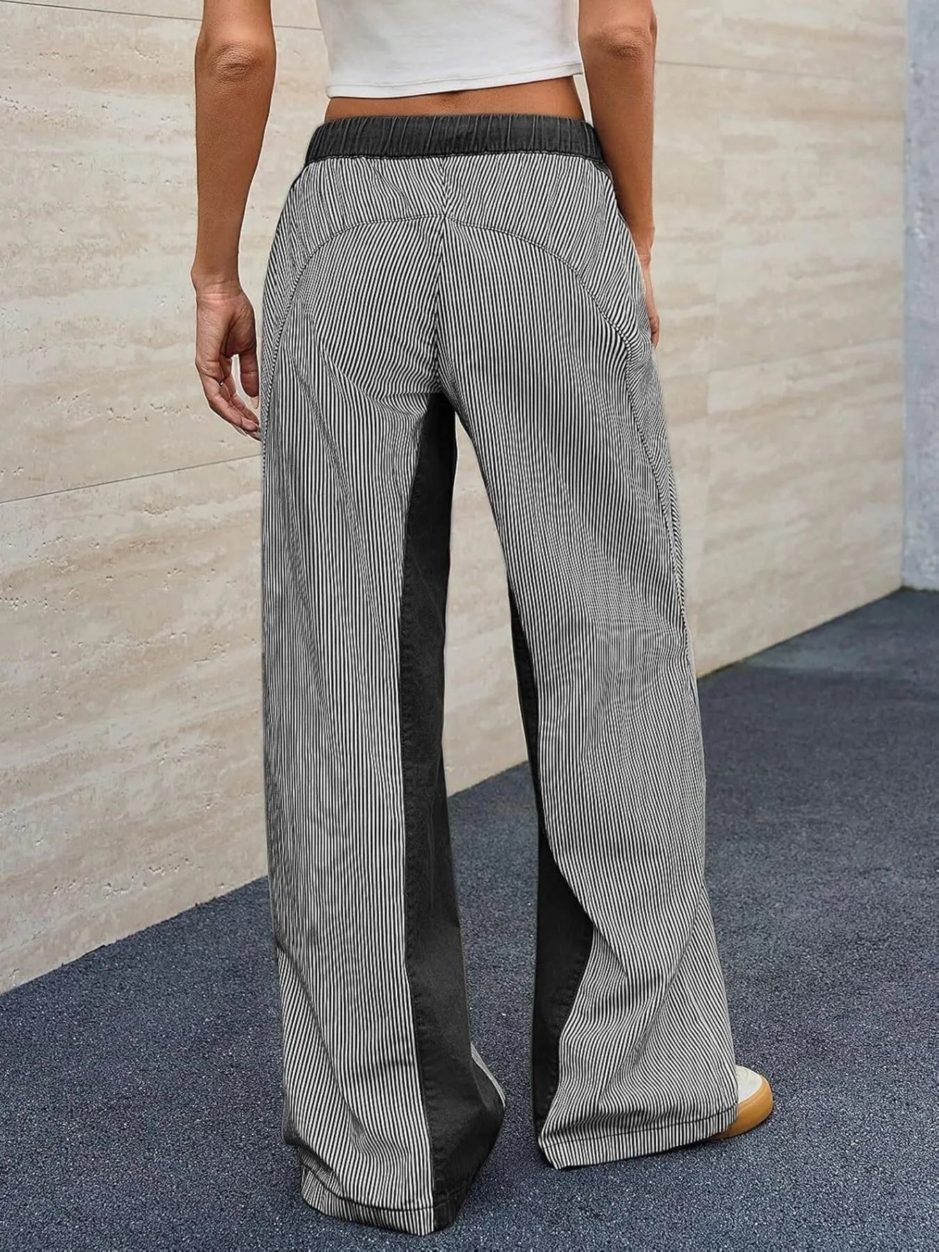 Striped Wide Leg Jeans 