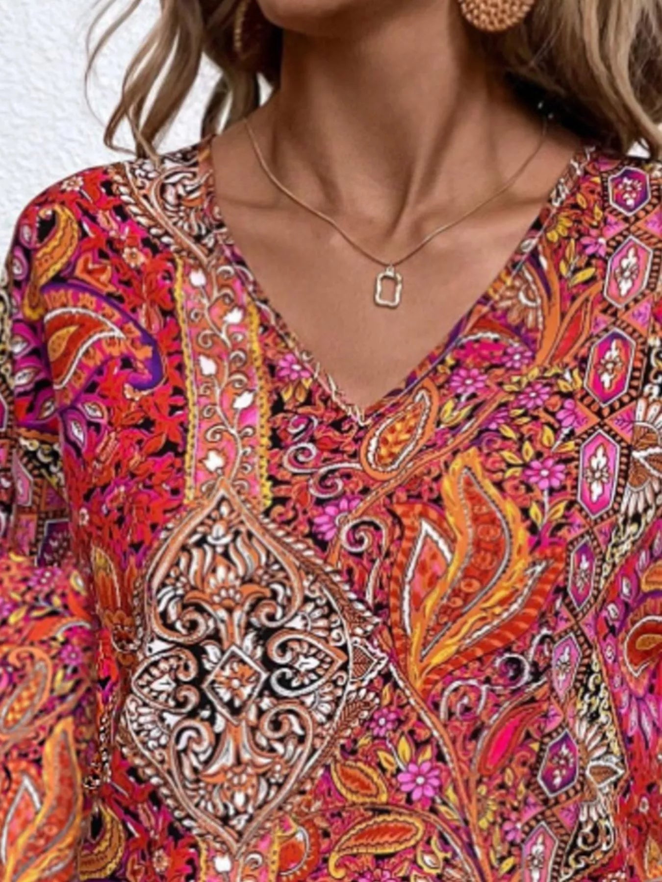 Paisley Print Long Sleeve Blouse 