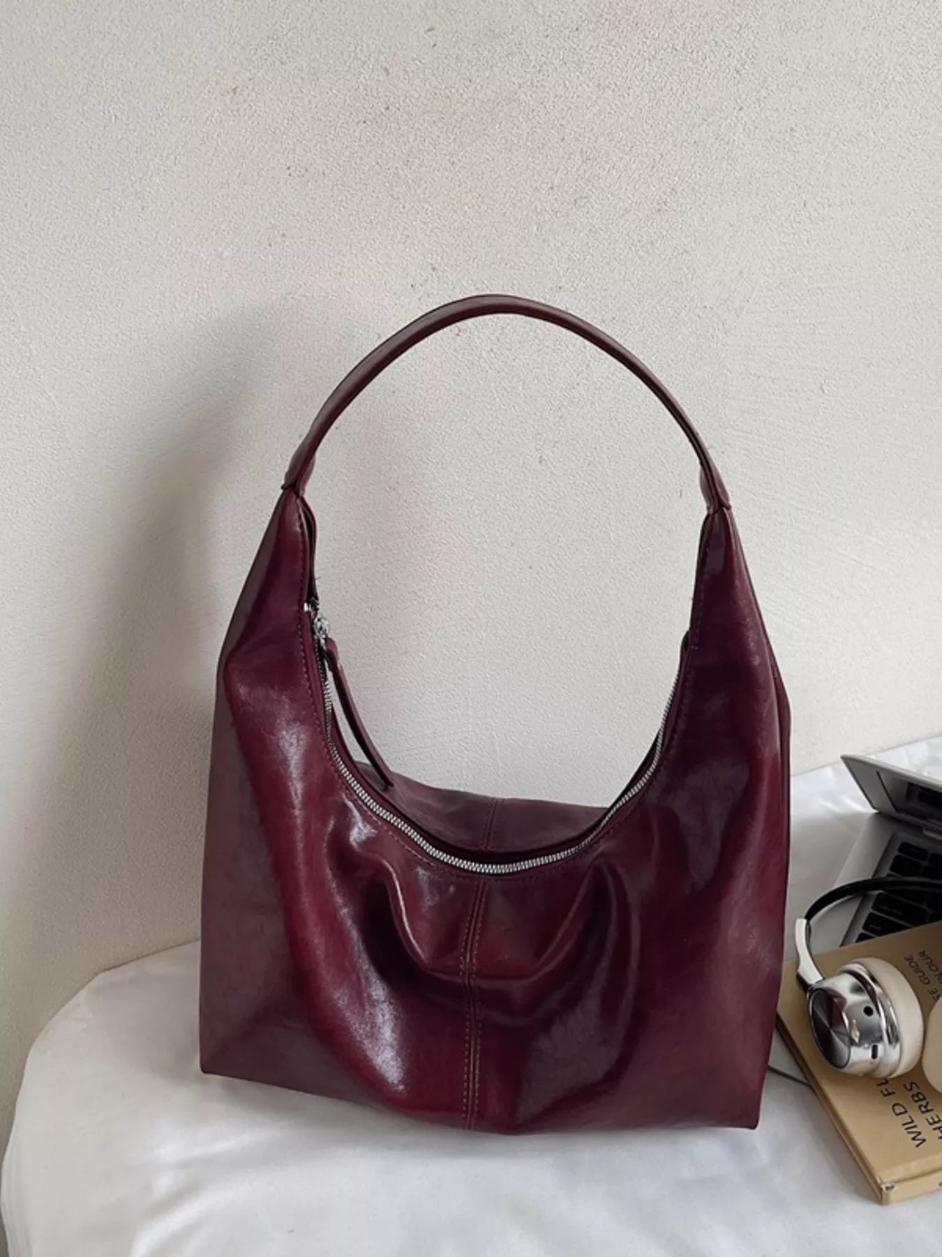 PU Leather Hobo Shoulder Bag 