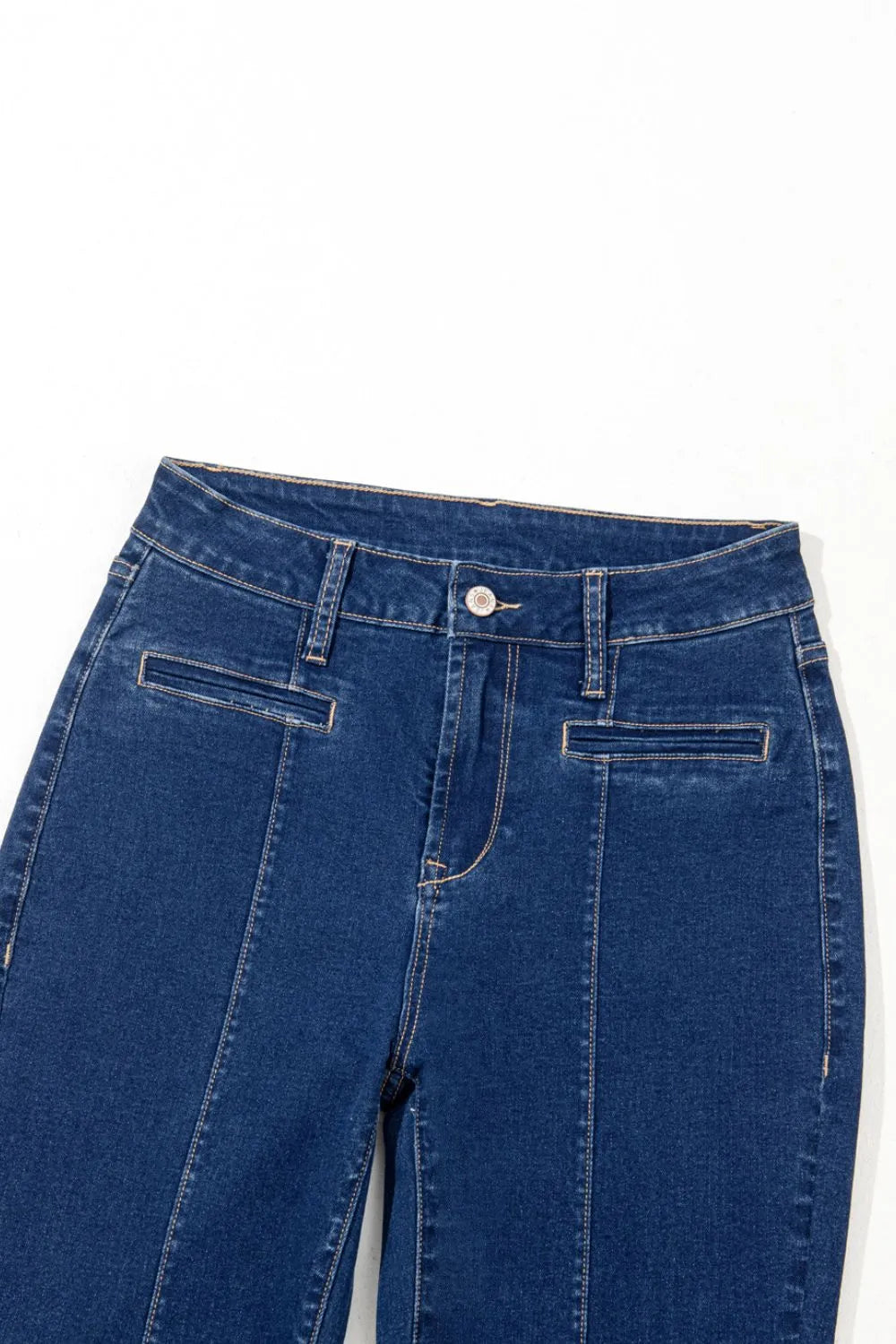 Center Seam Deep Wash Straight Jeans 