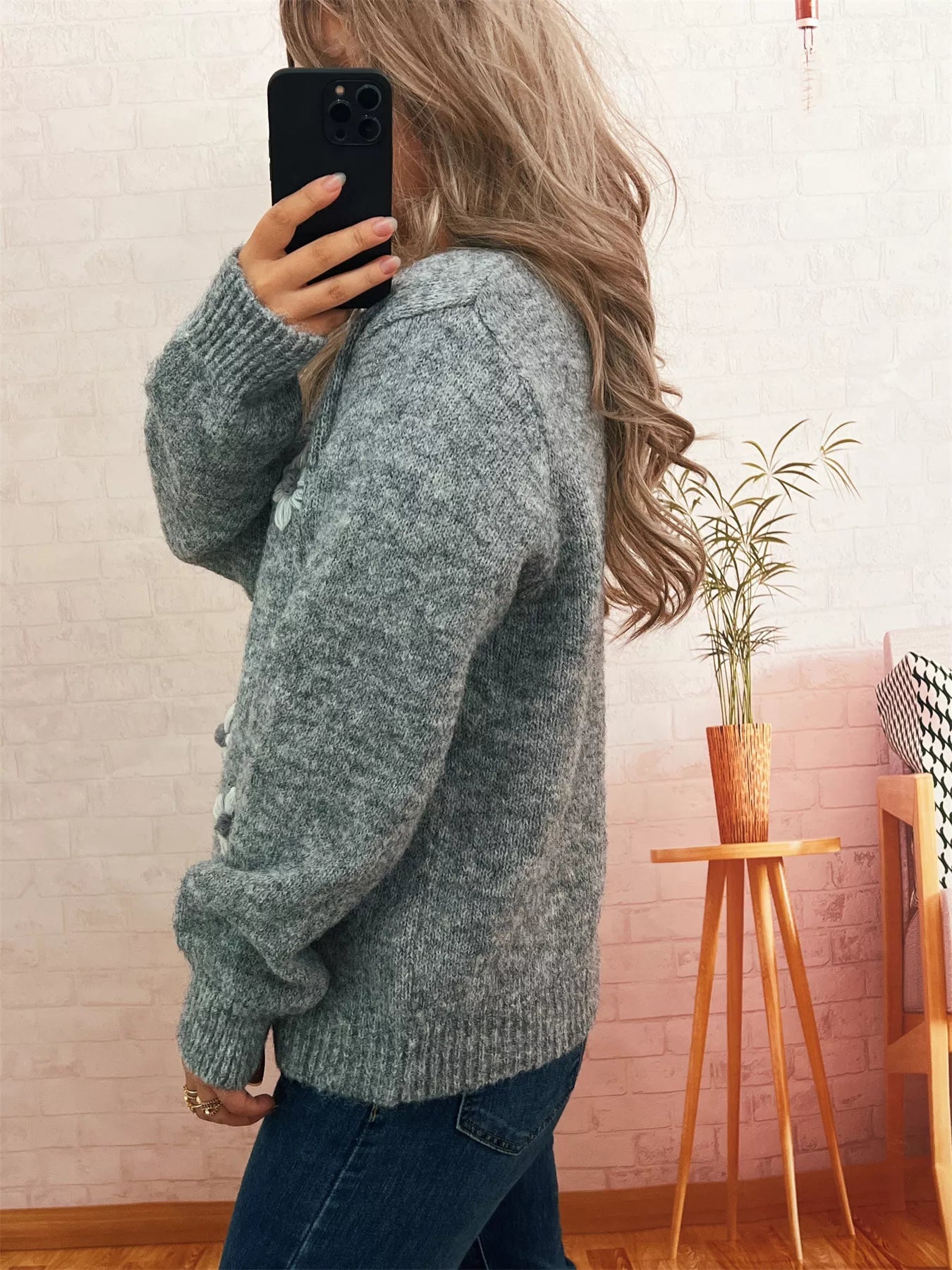 Flower Button-Down Cardigan 