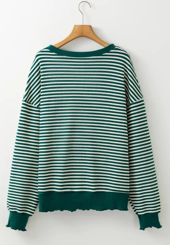 LUCKY Striped Round Neck Long Sleeve Sweatshirt 