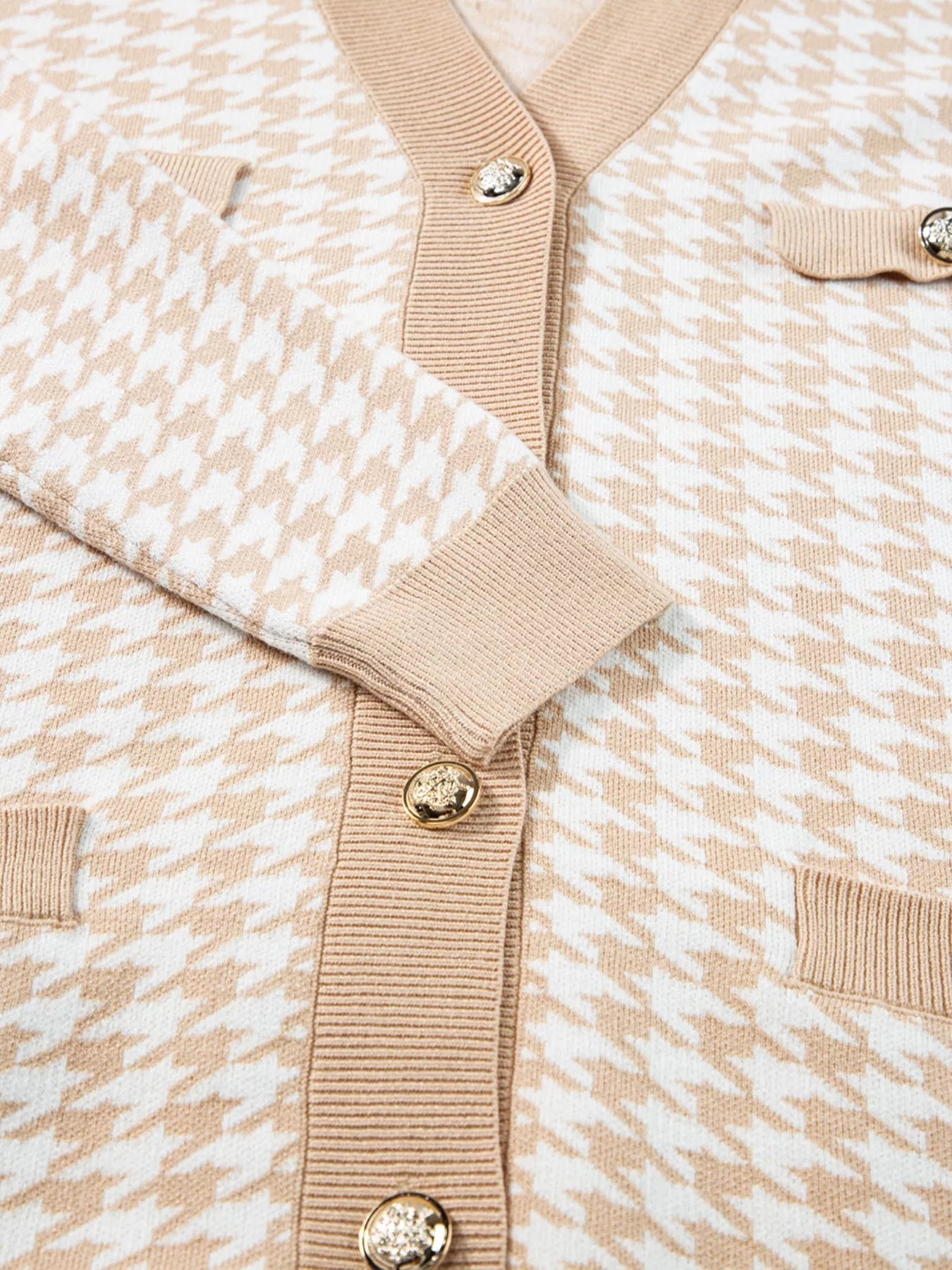 Contrast Edge Metal Button Slim Cardigan with Pockets 