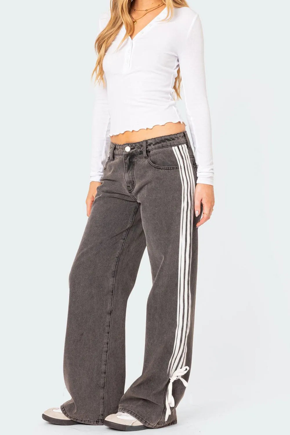 Side Striped Loose Fit Jeans 