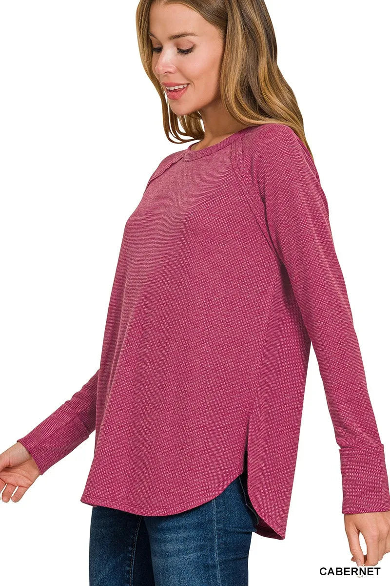 Zenana Baby Waffle Long Sleeve Top 