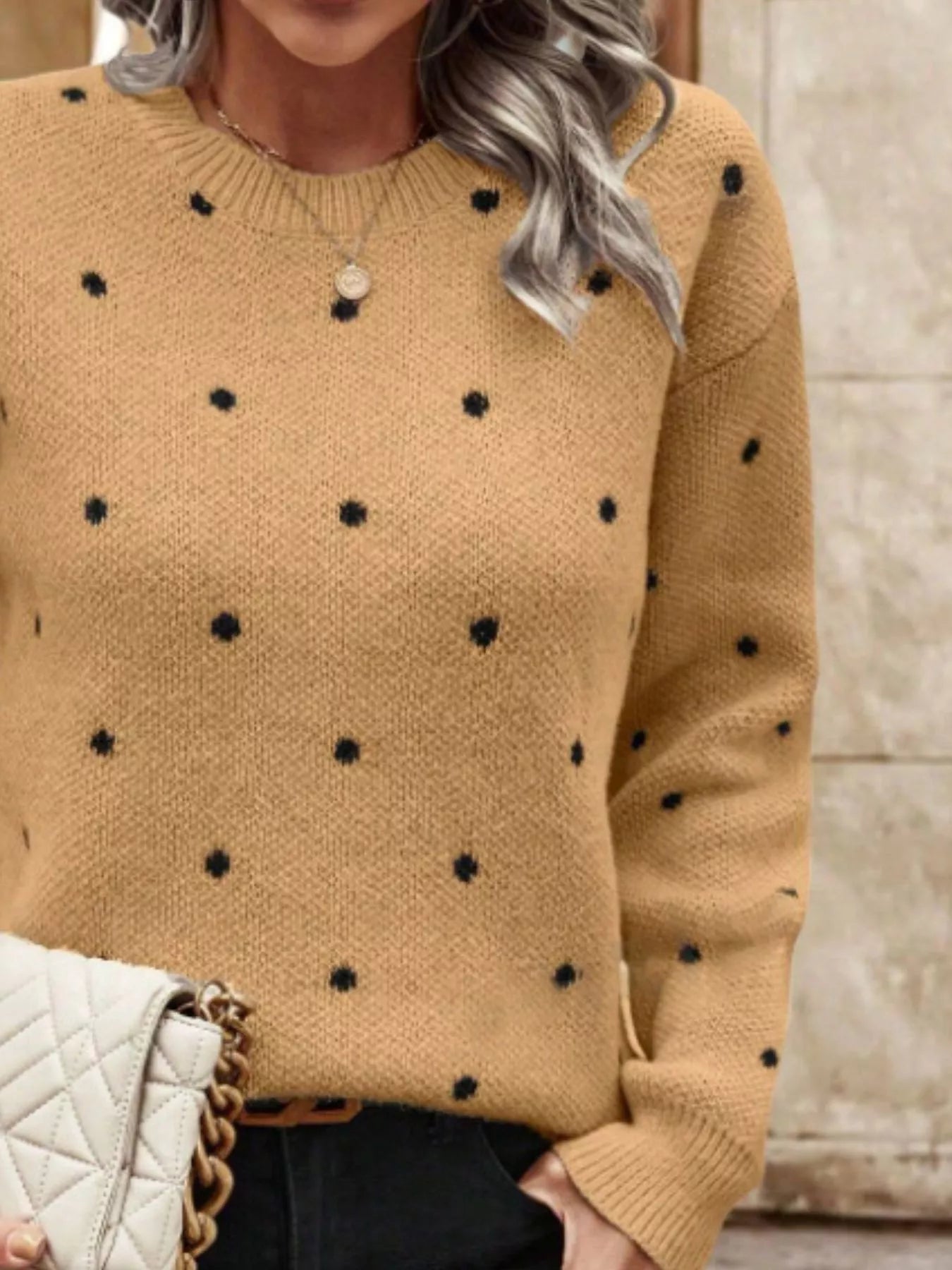 Polka Dot Long Sleeve Sweater 