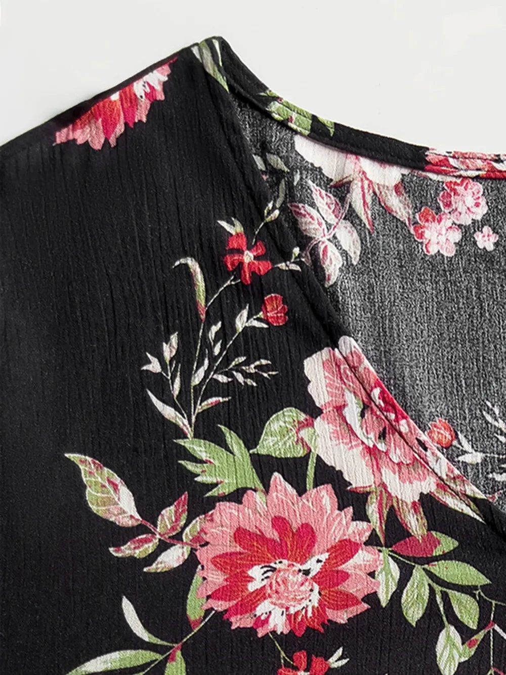 Plus Size Floral Flare Sleeve Dress 