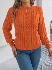 Cable-Knit Round Neck Sweater 