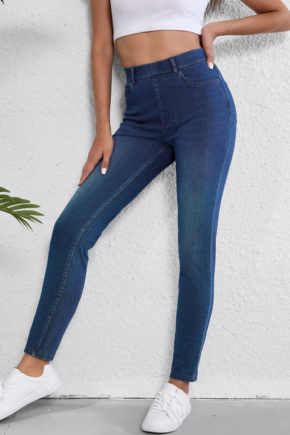 High Waist Skinny Jeans with Pockets 