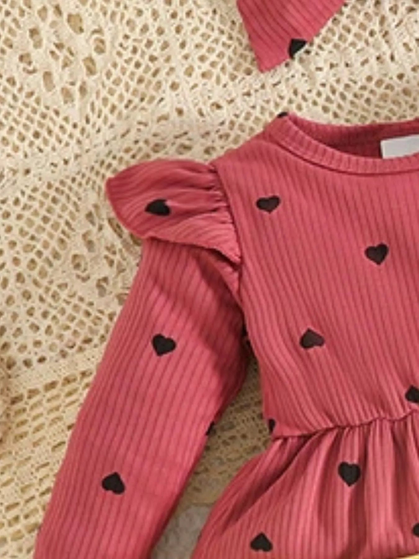 Children's Heart Print Dress & Headband Set 