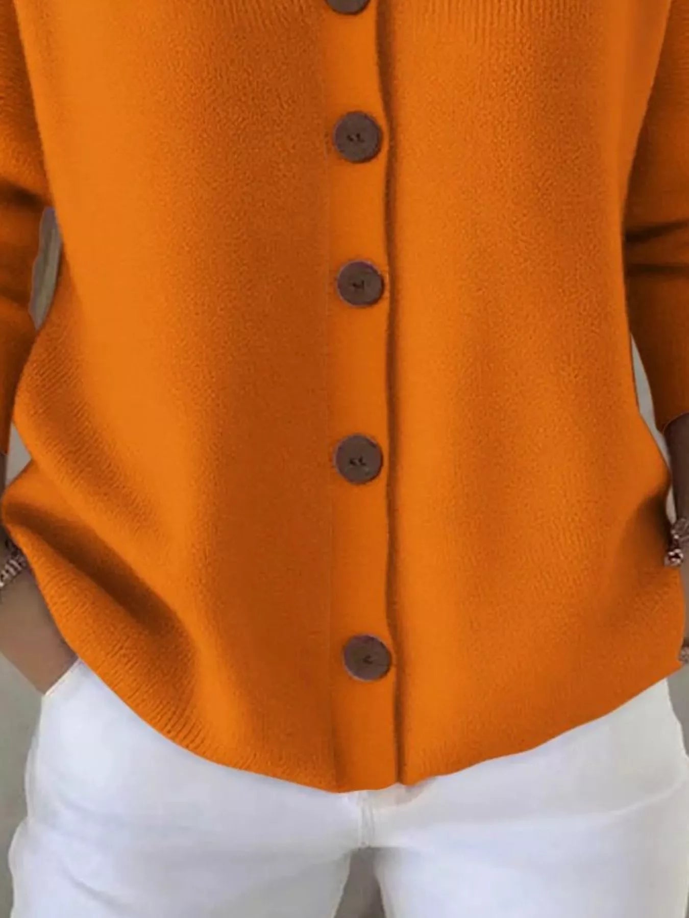 Full Size Button Up Long Sleeve Cardigan Plus Size 