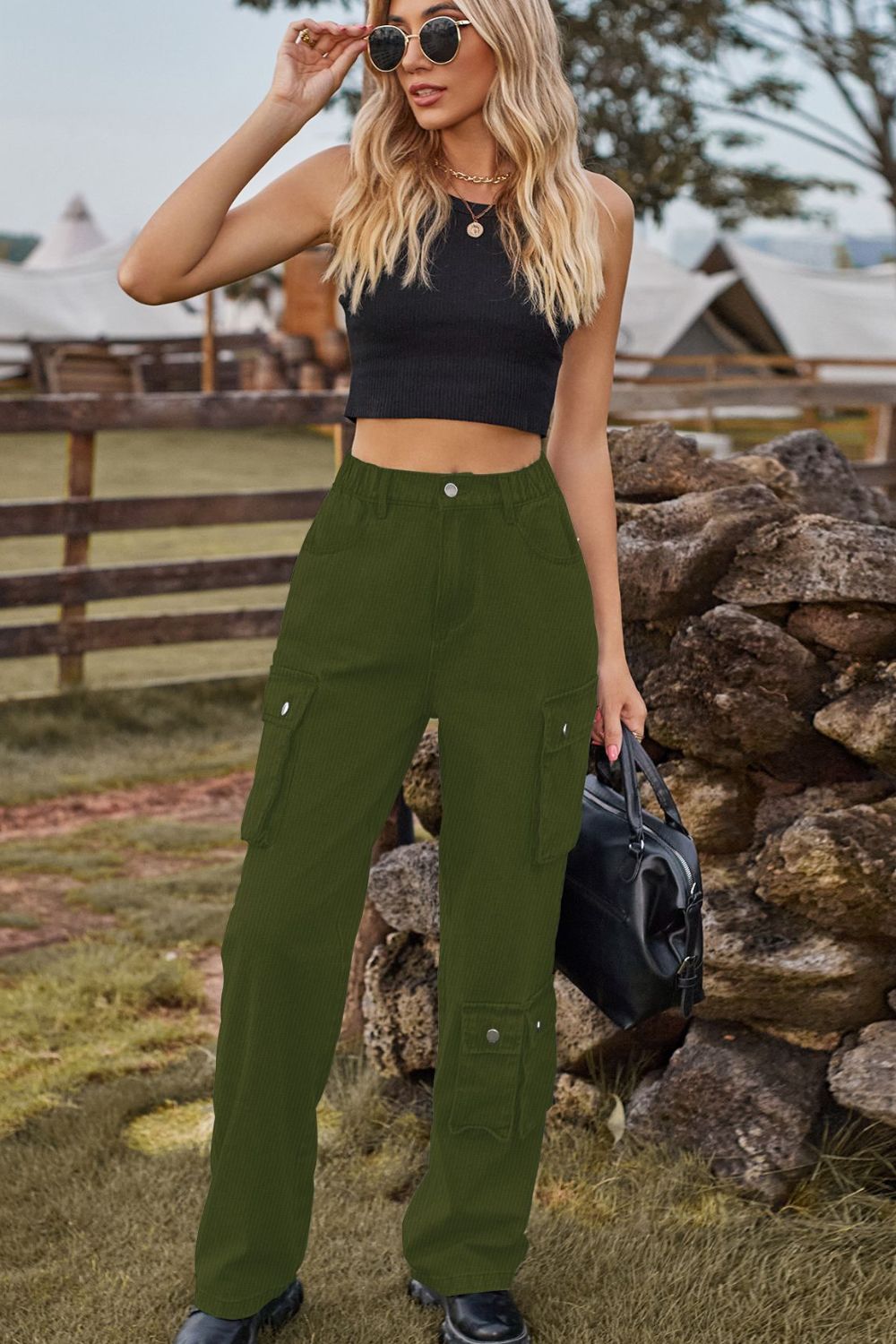 Loose Fit Long Jeans with Pockets 