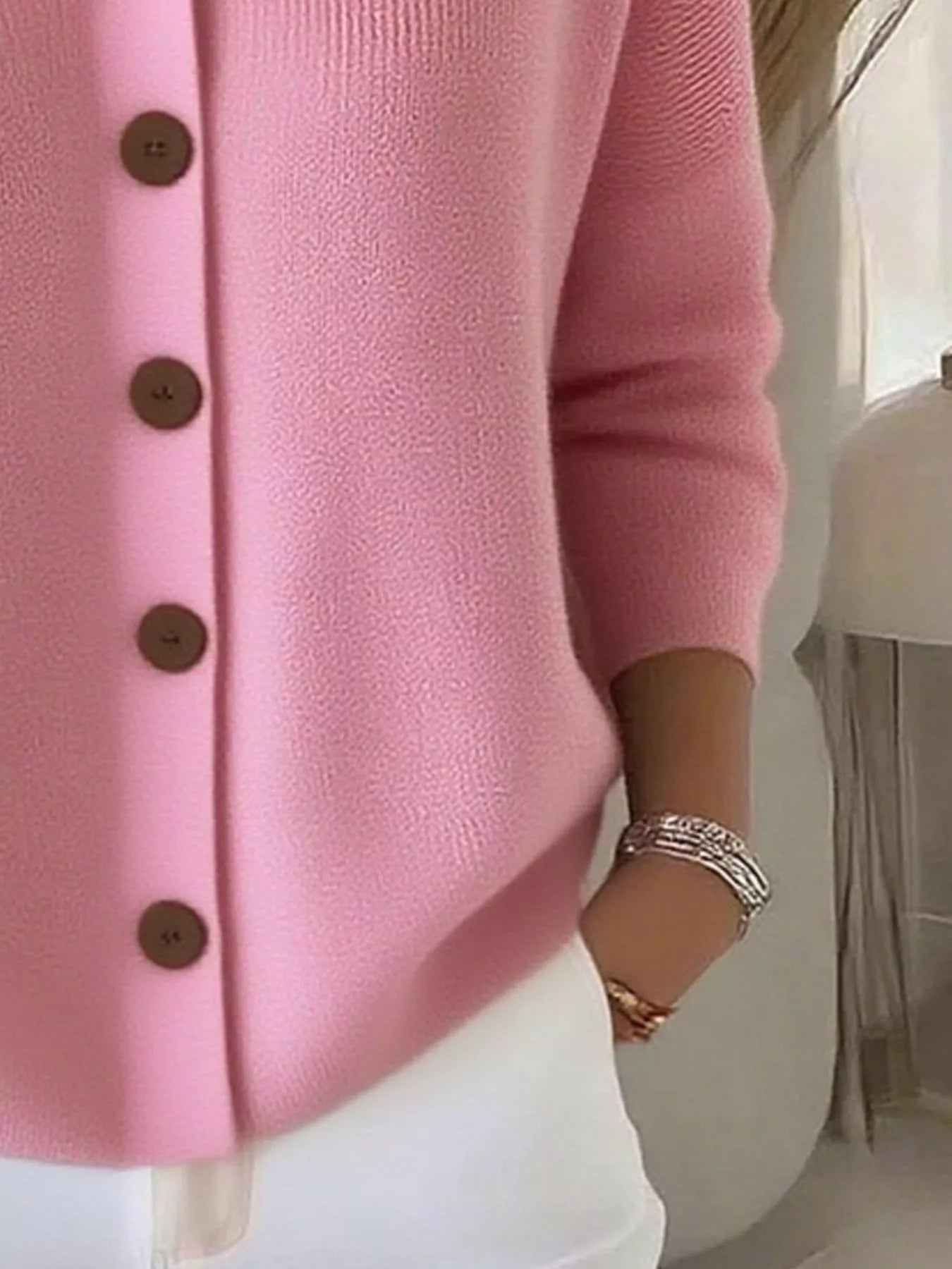 Full Size Button-Down Knit Cardigan Plus Size 