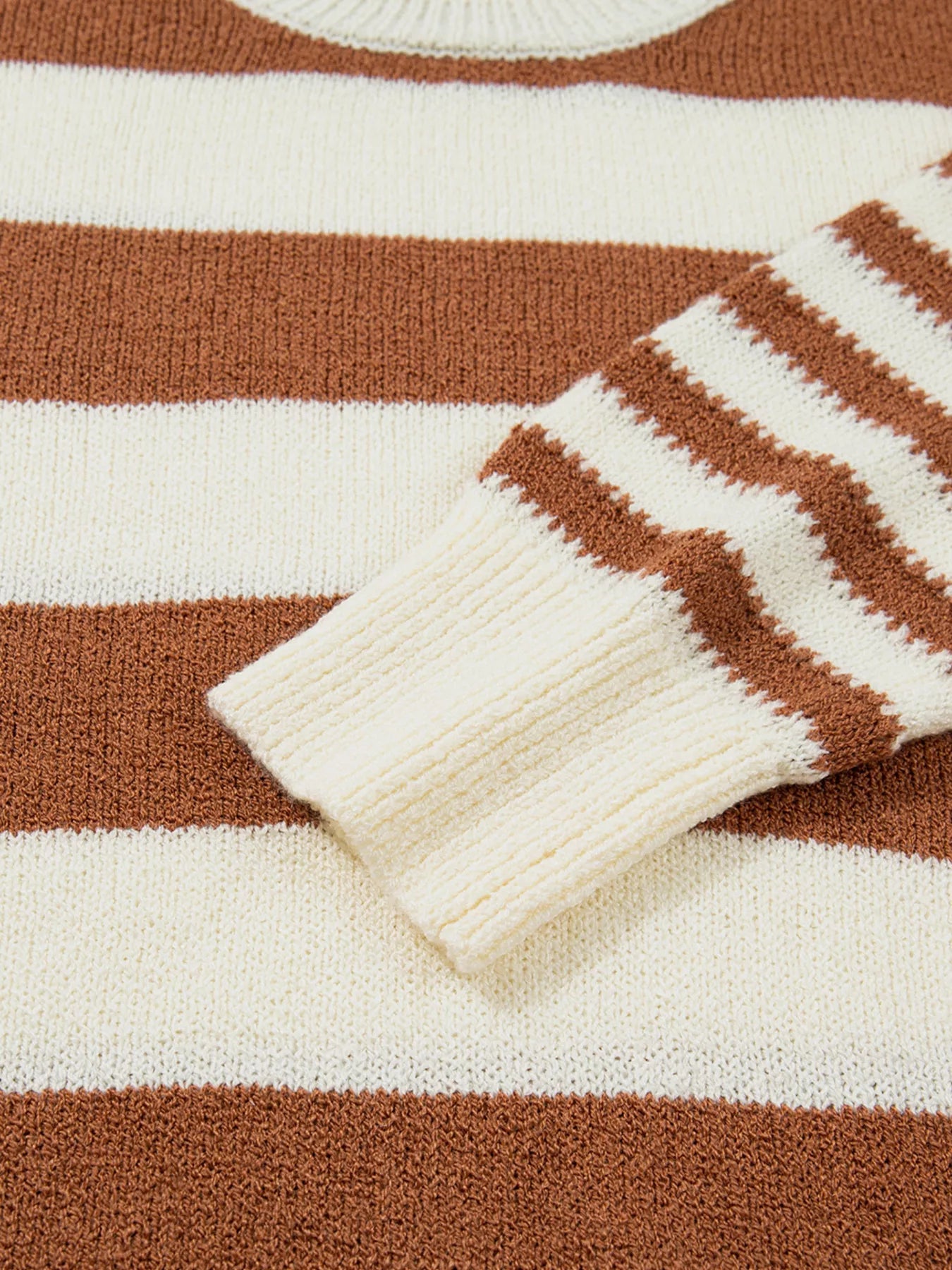 Stripe Drop Shoulder Sleeve Patchwork Baggy Sweater 