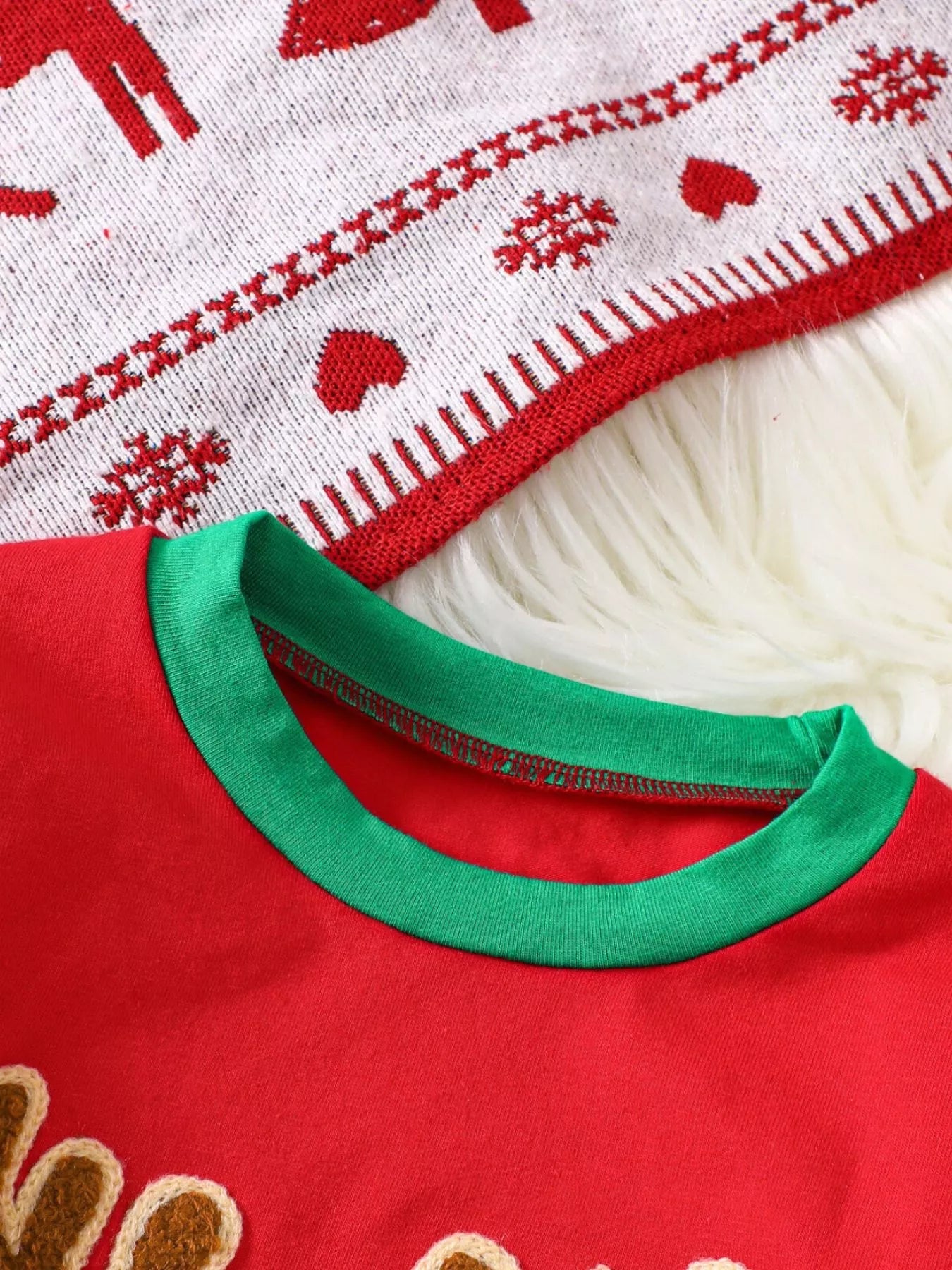 Children's Christmas Reindeer Striped Pajama Set 