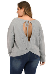 Plus Size V Neck Pullover Sweater 
